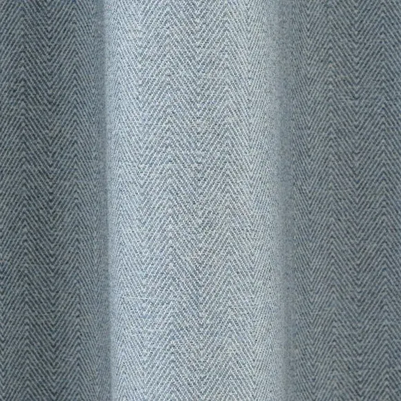 Eyelet Curtains with Header - Blue, Polyester