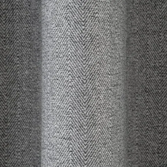 Eyelet Curtains with Header - Grey, Polyester