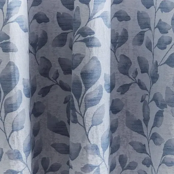 Eyelet Curtains with Jacquard - Ashley Blue