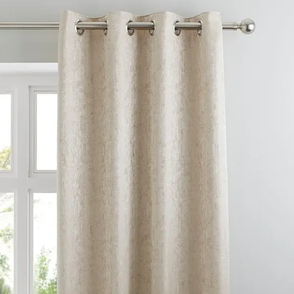 Eyelet Curtains with Jacquard - Champagne, Polyester