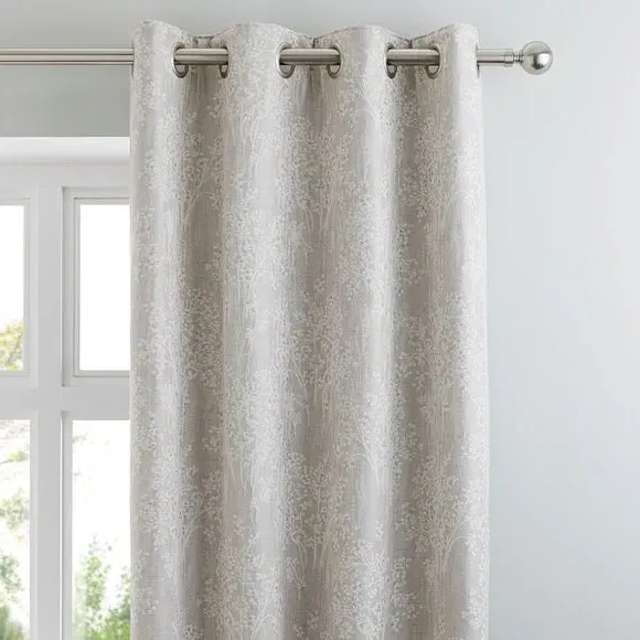 Eyelet Curtains with Jacquard Design - Natural image