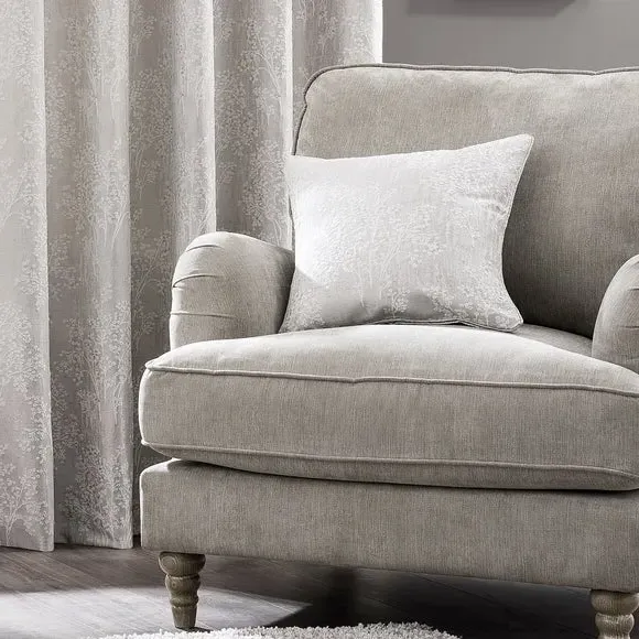 Eyelet Curtains with Jacquard Design - Natural