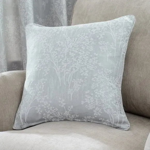 Eyelet Curtains with Jacquard Design - Seafoam