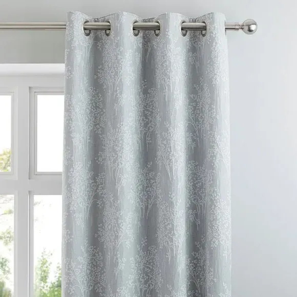 Eyelet Curtains with Jacquard Design - Seafoam