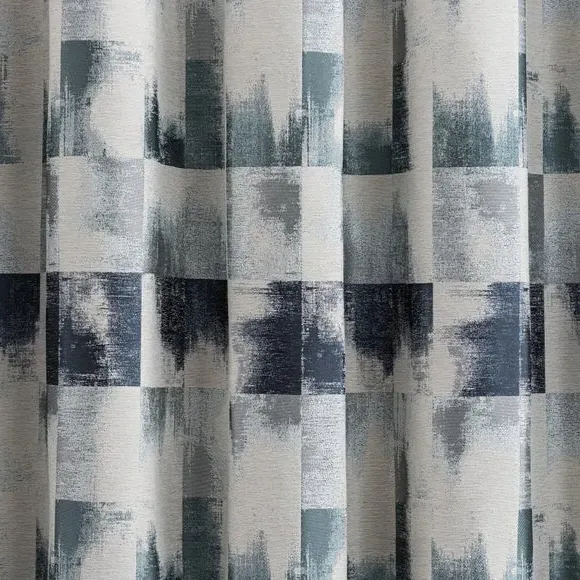 Eyelet Curtains with Jacquard - Navy, Polyester
