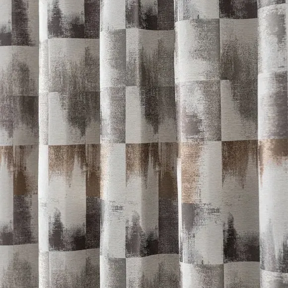 Eyelet Curtains with Jacquard - Silver, Polyester