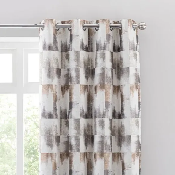 Eyelet Curtains with Jacquard - Silver, Polyester