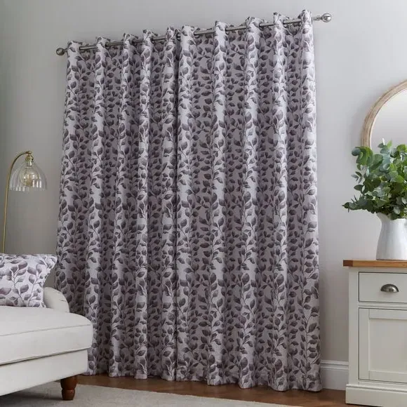 Eyelet Curtains with Jacquard - Thistle