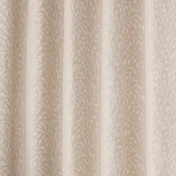 Eyelet Curtains with Leaf Pattern - Pearl