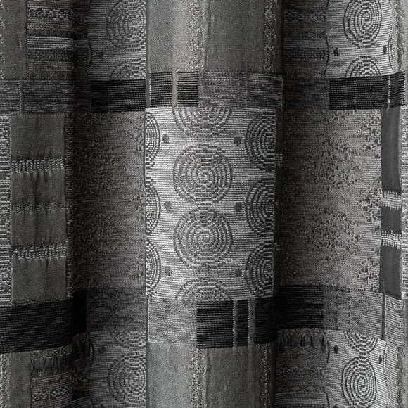 Eyelet Curtains with Lining - Black, Chenille