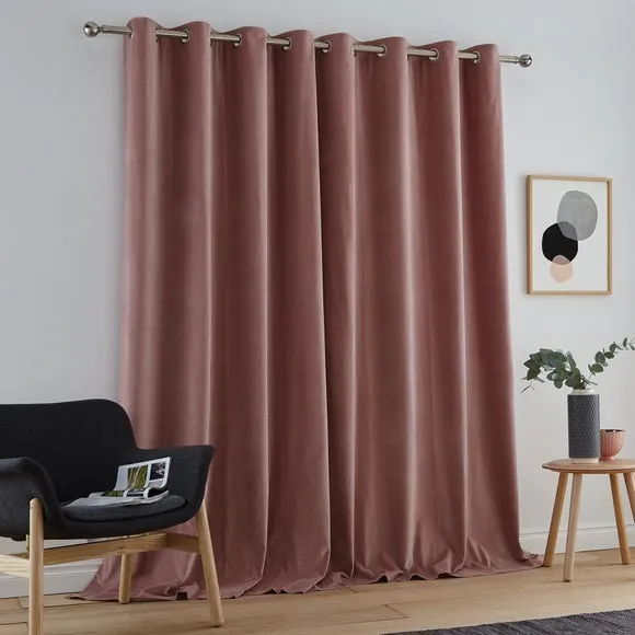 Eyelet Curtains with Lining - Blush, Velvet