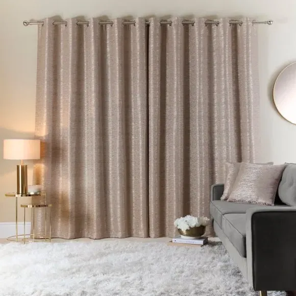 Eyelet Curtains with Lining - Champagne