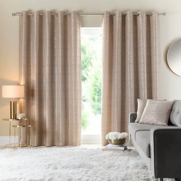Eyelet Curtains with Lining - Champagne
