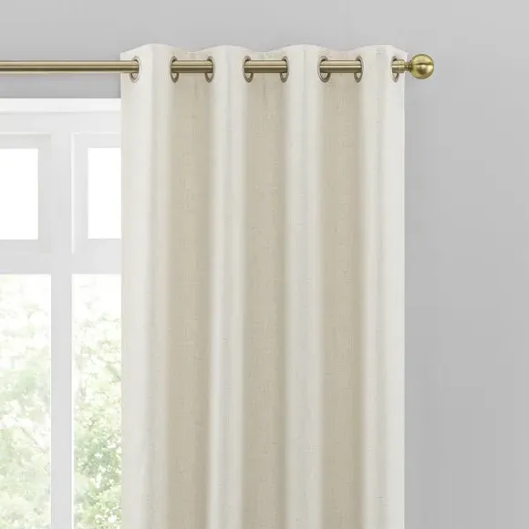Eyelet Curtains with Lining - Ecru image