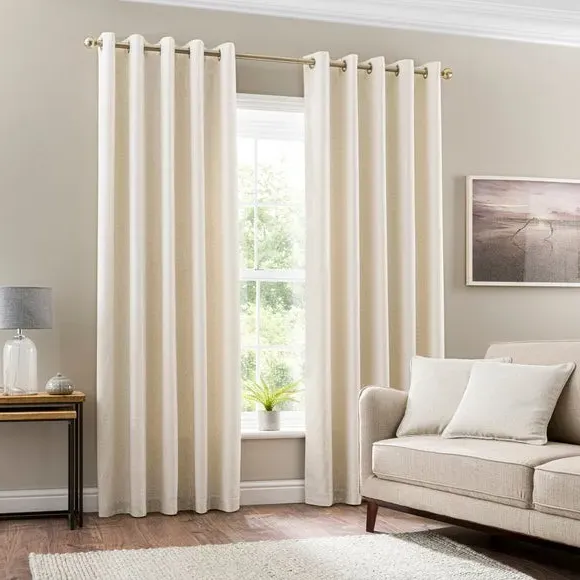 Eyelet Curtains with Lining - Ecru
