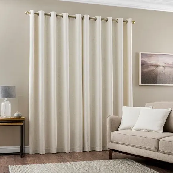 Eyelet Curtains with Lining - Ecru