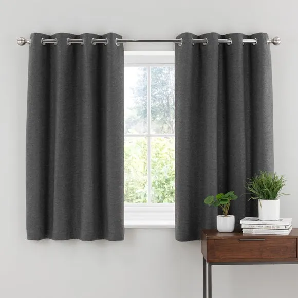 Eyelet Curtains with Lining - Graphite, Boucle