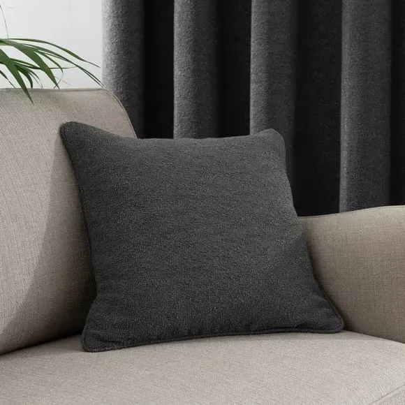 Eyelet Curtains with Lining - Graphite, Boucle