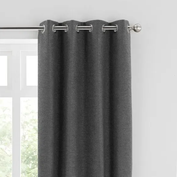 Eyelet Curtains with Lining - Graphite, Boucle