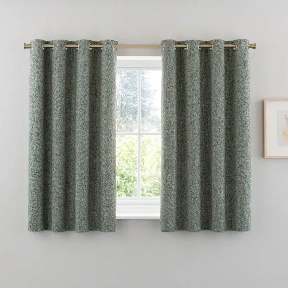 Eyelet Curtains with Lining - Green, Chenille