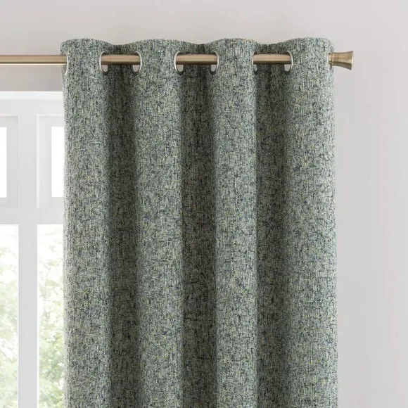 Eyelet Curtains with Lining - Green, Chenille