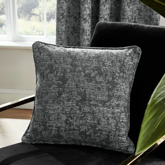 Eyelet Curtains with Lining - Grey, Chenille