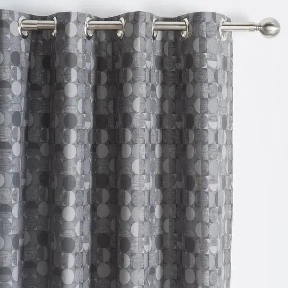 Eyelet Curtains with Lining - Grey, Cotton image
