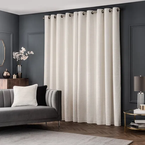 Eyelet Curtains with Lining - Ivory, Velvet