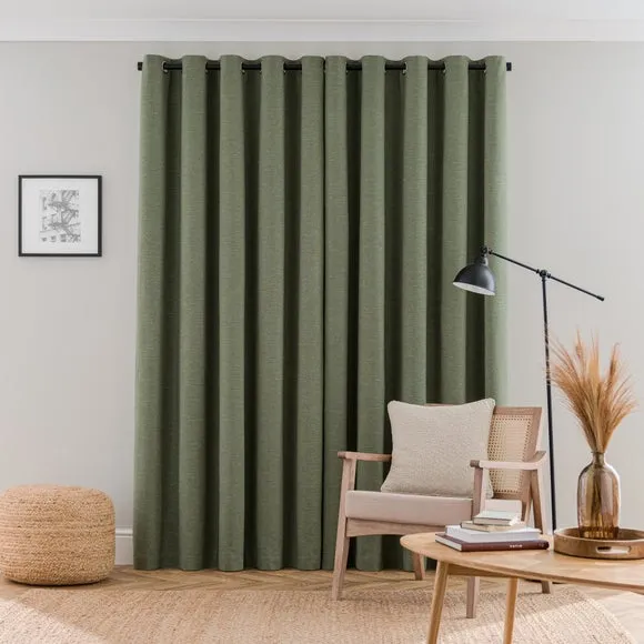 Eyelet Curtains with Lining - Khaki, Polyester
