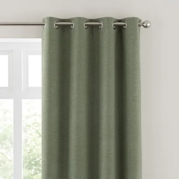 Eyelet Curtains with Lining - Khaki, Polyester image