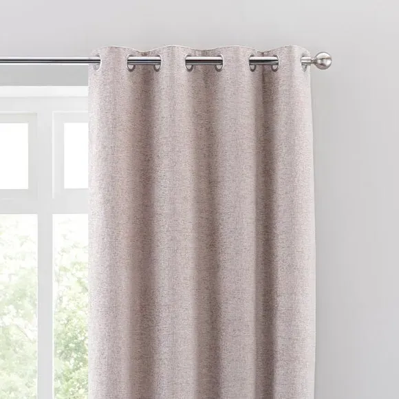 Eyelet Curtains with Lining - Mushroom, Chenille image