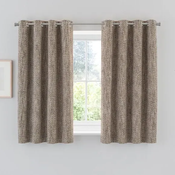Eyelet Curtains with Lining - Natural, Chenille