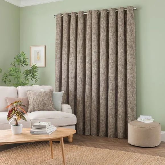 Eyelet Curtains with Lining - Natural, Chenille