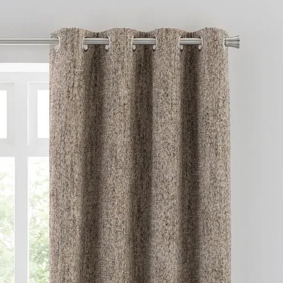Eyelet Curtains with Lining - Natural, Chenille