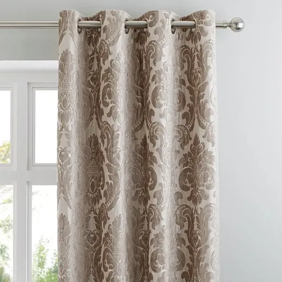 Eyelet Curtains with Lining - Natural, Jacquard image