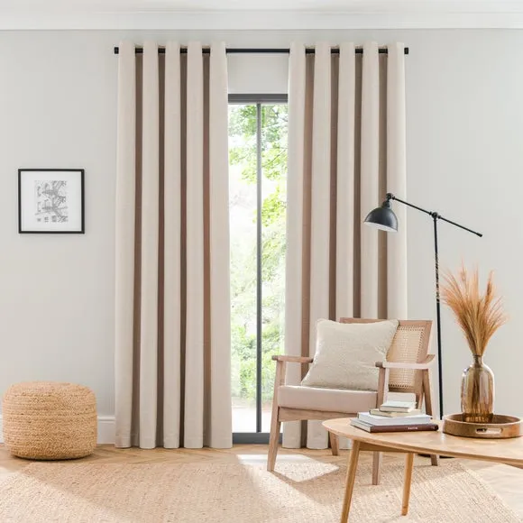 Eyelet Curtains with Lining - Natural, Polyester