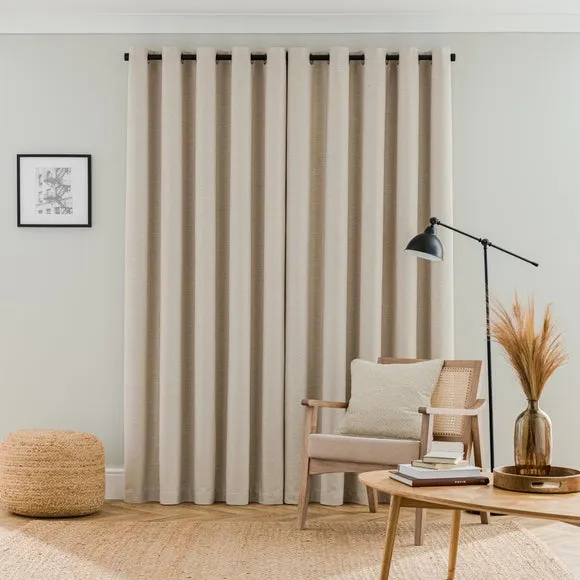 Eyelet Curtains with Lining - Natural, Polyester