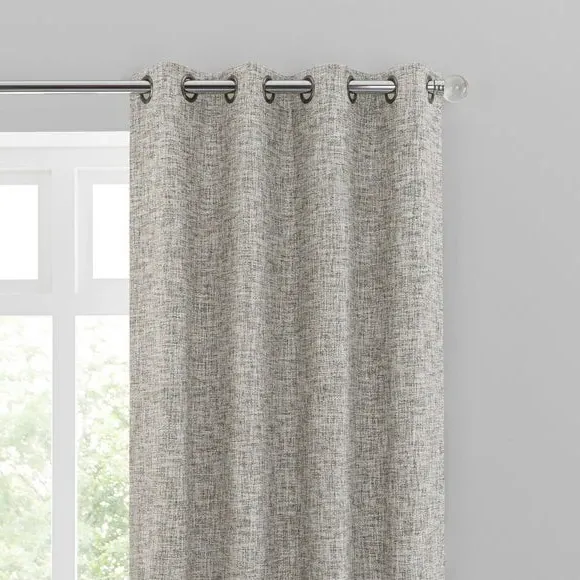 Eyelet Curtains with Lining - Natural, Slub Yarn