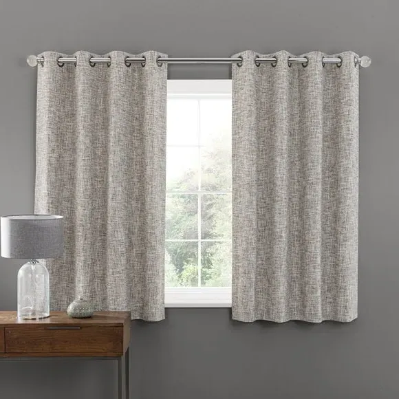 Eyelet Curtains with Lining - Natural, Slub Yarn
