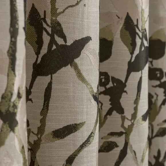 Eyelet Curtains with Lining - Olive, Jacquard