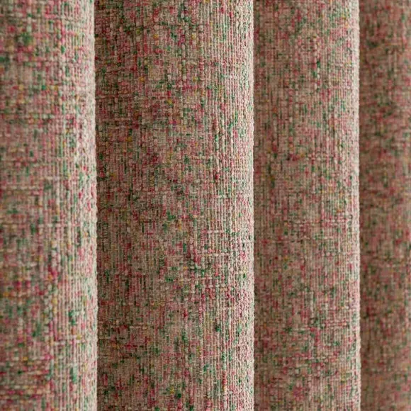 Eyelet Curtains with Lining - Pink, Chenille