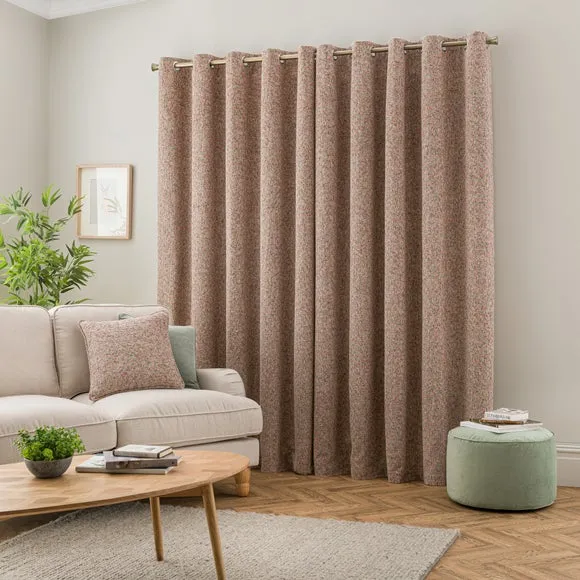 Eyelet Curtains with Lining - Pink, Chenille