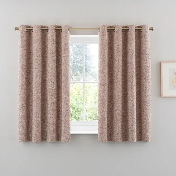 Eyelet Curtains with Lining - Pink, Chenille