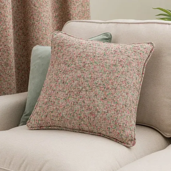 Eyelet Curtains with Lining - Pink, Chenille