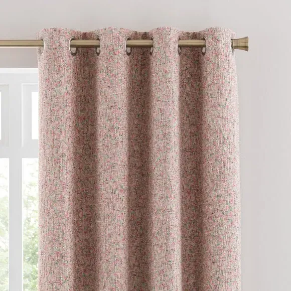 Eyelet Curtains with Lining - Pink, Chenille