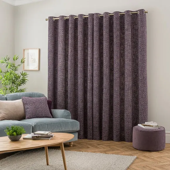 Eyelet Curtains with Lining - Purple, Chenille