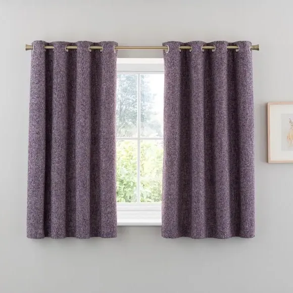 Eyelet Curtains with Lining - Purple, Chenille