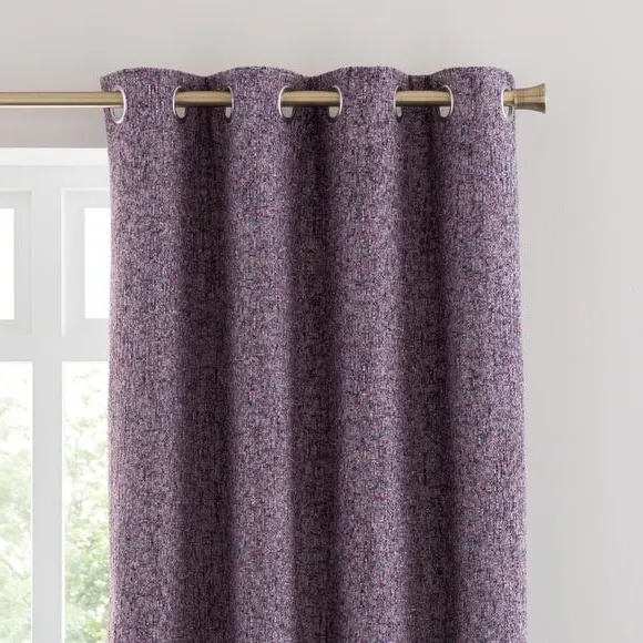 Eyelet Curtains with Lining - Purple, Chenille