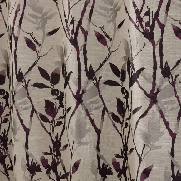 Eyelet Curtains with Lining - Purple, Jacquard