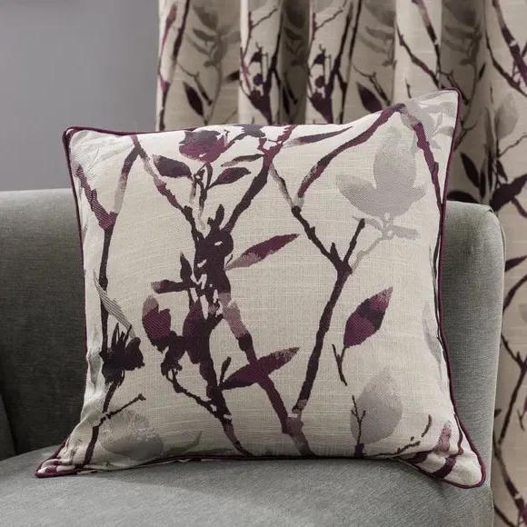 Eyelet Curtains with Lining - Purple, Jacquard